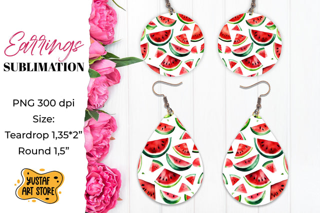 Summer earrings. Watermelon Earrings Sublimation. Sublimation Yustaf Art Store 