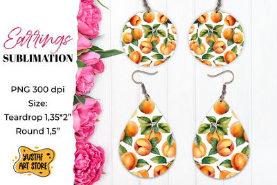 Summer earrings.Apricot Earrings Sublimation. Sublimation Yustaf Art Store 