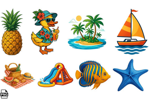 Summer Elements PNG Clipart Sublimation Bundle Printable File Sublimation Creativedesigntee 