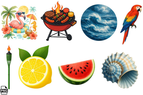 Summer Elements PNG Clipart Sublimation Bundle Printable File Sublimation Creativedesigntee 