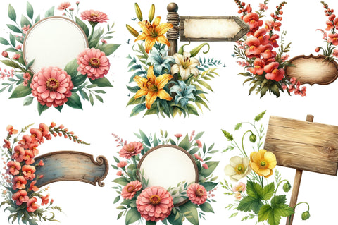 Summer Empty Sign & Wildflowers Clipart Sublimation SVGista 