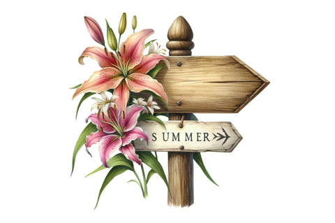 Summer Empty Sign & Wildflowers Clipart Sublimation SVGista 