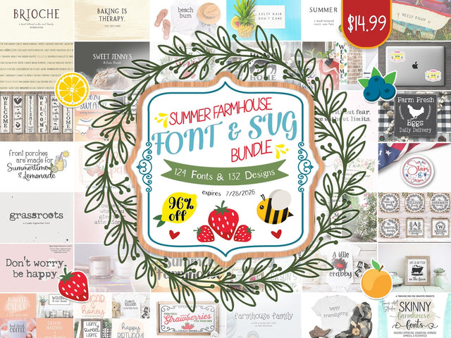 Summer Farmhouse Font + SVG Bundle [Reg.$388] 96% Off Bundle So Fontsy Design Shop 