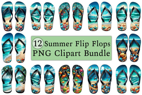 Summer Flip Flops PNG Clipart Bundle Printable File Sublimation Creativedesigntee 