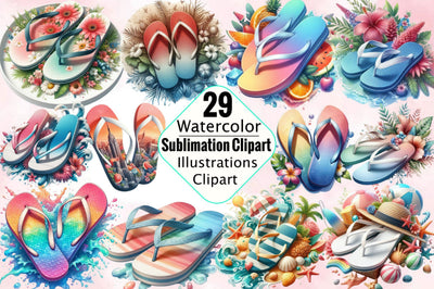 Summer Flip Flops Sublimation Clipart Bundle Sublimation SVGArt 