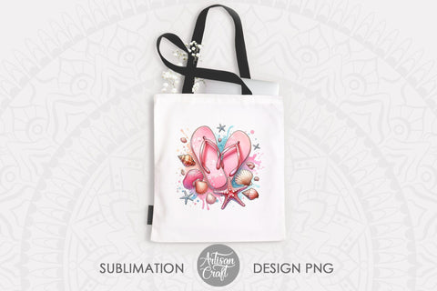 Summer flip flops sublimation clipart | sea shell | starfish Sublimation Artisan Craft SVG 
