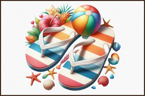 Summer Flip Flops Sublimation Clipart Sublimation designartist 