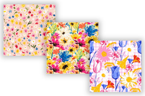 Summer Floral Pattern Digital Paper, Seamless Bright Floral Bundle Pack, Printable Scrapbook Paper, Bright Breeze Botanical Design Collection Digital Pattern FloridPrintables 