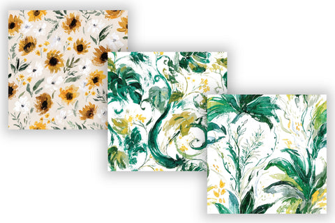 Summer Floral Seamless Pattern Pack, Watercolor Sunflower Daisy Bundle, Printable Scrapbook Paper, Blue Yellow Botanical Design Collection Digital Pattern FloridPrintables 
