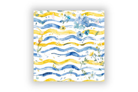 Summer Floral Seamless Pattern Pack, Watercolor Sunflower Daisy Bundle, Printable Scrapbook Paper, Blue Yellow Botanical Design Collection Digital Pattern FloridPrintables 