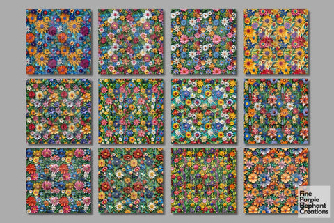 Summer Flower Quilling Pattern Digital Paper - Floral Sublimation Digital Pattern Fine Purple Elephant Creations 