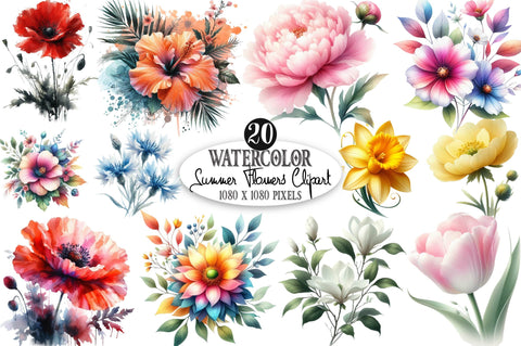 Summer Flowers Sublimation Clipart PNG Sublimation SVGista 