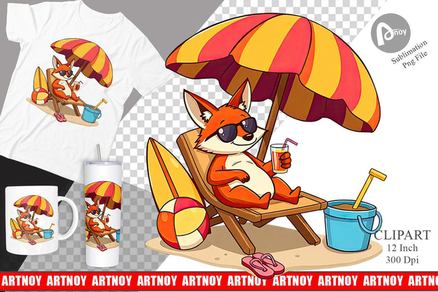 Summer Fox Clipart Sublimation artnoy 