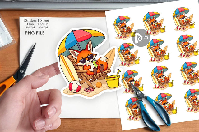 Summer Fox Sticker Sublimation artnoy 