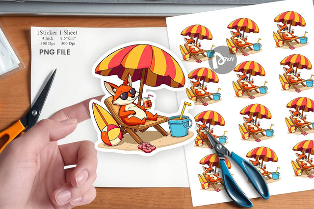 Summer Fox Sticker Sublimation artnoy 