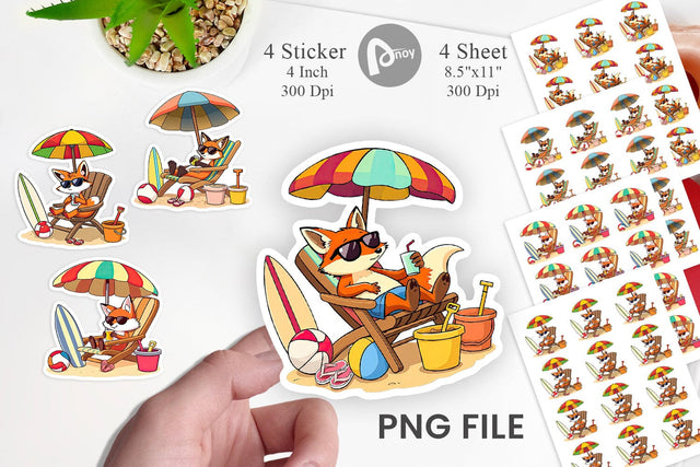 Summer Fox Sticker Sublimation artnoy 