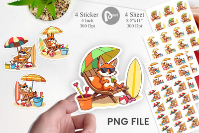 Summer Fox Sticker Sublimation artnoy 