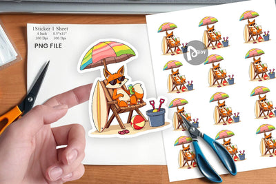 Summer Fox Sticker Sublimation artnoy 