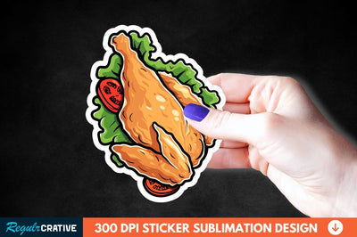 Summer Fried Chicken Sticker Clipart Sublimation Regulrcrative 