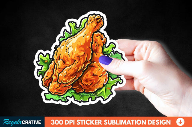 Summer Fried Chicken Sticker Clipart Sublimation Regulrcrative 