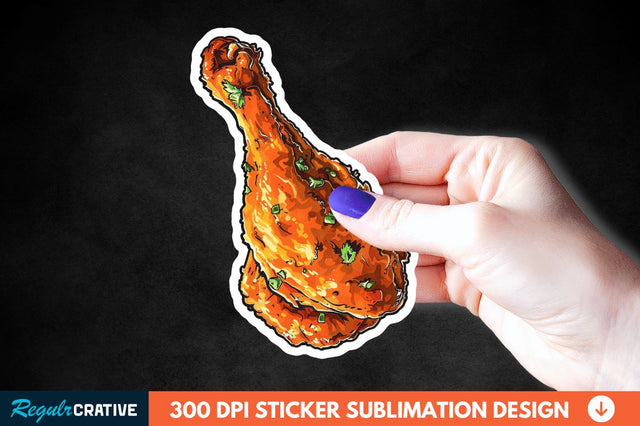 Summer Fried Chicken Sticker Clipart Sublimation Regulrcrative 