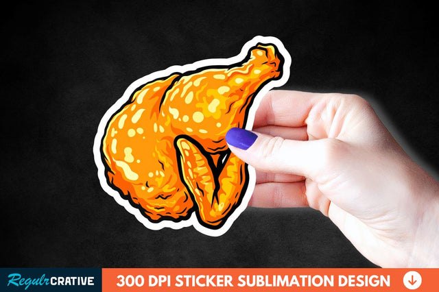 Summer Fried Chicken Sticker Clipart Sublimation Regulrcrative 
