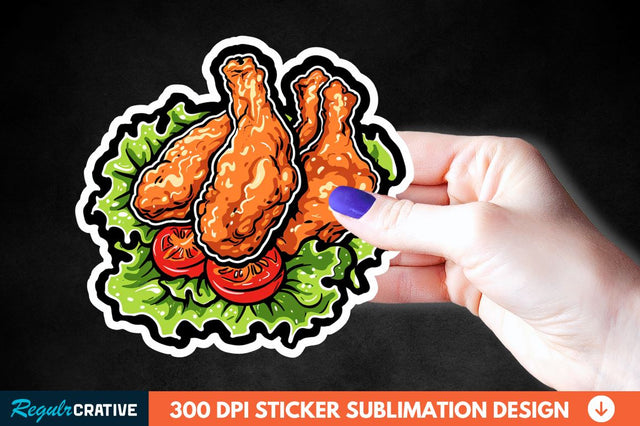 Summer Fried Chicken Sticker Clipart Sublimation Regulrcrative 