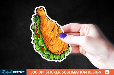 Summer Fried Chicken Sticker Clipart Sublimation Regulrcrative 
