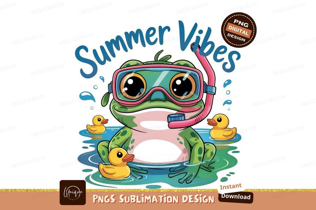 Summer Frog Snorkeling With Rubber Ducks Sublimation Designangry 