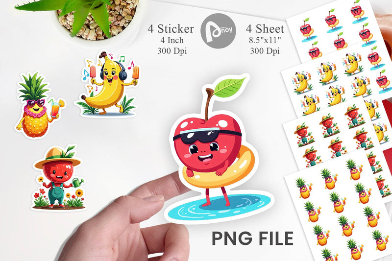 Summer Fruit Faces Sticker Sublimation artnoy 