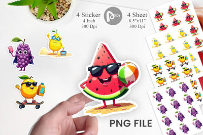 Summer Fruit Faces Sticker Sublimation artnoy 