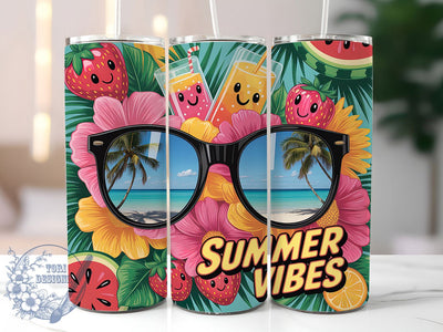 Summer Fruit Splash 20oz Tumbler, Strawberry Watermelon Wrap, 20oz Skinny Tumbler, Summer Vibes PNG, Juicy Fruit Sublimation, Summer Sunglasses Art, Vibrant Fruit Pattern, Refreshing Summer Graphic Sublimation ToriDesigns 