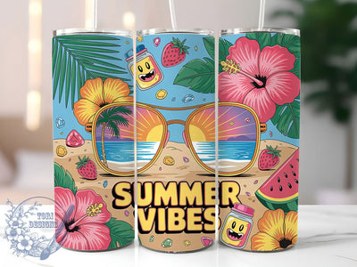 Summer Fruit Splash 20oz Tumbler, Strawberry Watermelon Wrap, 20oz Skinny Tumbler, Summer Vibes PNG, Juicy Fruit Sublimation, Summer Sunglasses Art, Vibrant Fruit Pattern, Refreshing Summer Graphic Sublimation ToriDesigns 