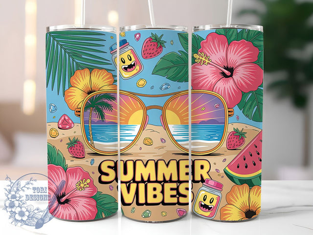 Summer Fruit Splash 20oz Tumbler, Strawberry Watermelon Wrap, 20oz Skinny Tumbler, Summer Vibes PNG, Juicy Fruit Sublimation, Summer Sunglasses Art, Vibrant Fruit Pattern, Refreshing Summer Graphic Sublimation ToriDesigns 