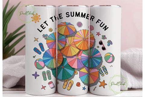 Summer Fun Beach Tumbler Wrap Sublimation PixelChick 