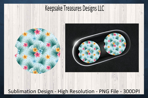 Summer Fun Time Beach Car Coaster Set, Sublimation Car Coaster Template, Png Printable Sublimation Keepsake Treasures Designs LLC. 