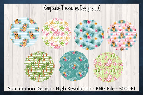 Summer Fun Time Beach Car Coaster Set, Sublimation Car Coaster Template, Png Printable Sublimation Keepsake Treasures Designs LLC. 
