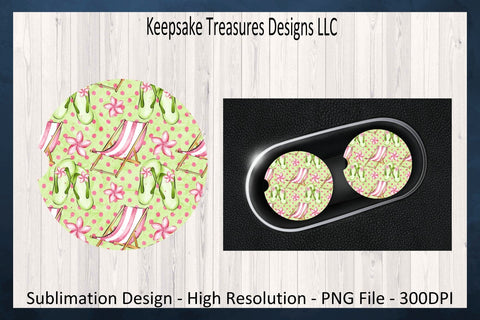 Summer Fun Time Beach Car Coaster Set, Sublimation Car Coaster Template, Png Printable Sublimation Keepsake Treasures Designs LLC. 