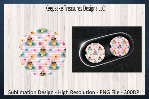 Summer Fun Time Beach Car Coaster Set, Sublimation Car Coaster Template, Png Printable Sublimation Keepsake Treasures Designs LLC. 