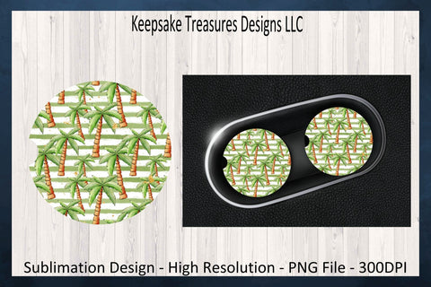 Summer Fun Time Beach Car Coaster Set, Sublimation Car Coaster Template, Png Printable Sublimation Keepsake Treasures Designs LLC. 