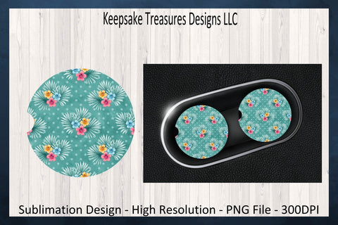 Summer Fun Time Beach Car Coaster Set, Sublimation Car Coaster Template, Png Printable Sublimation Keepsake Treasures Designs LLC. 