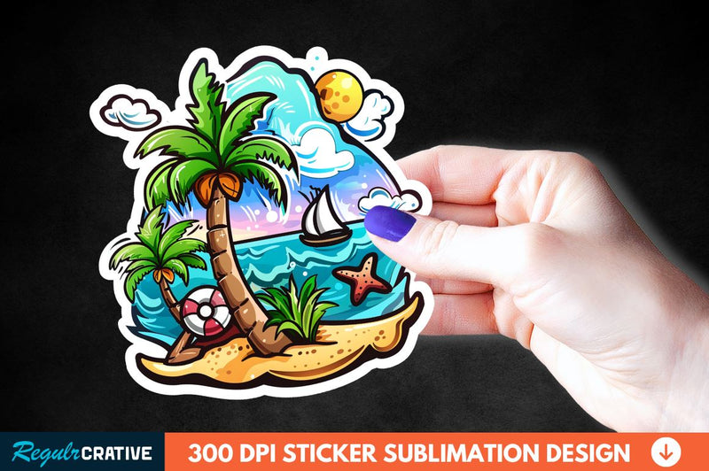 Summer Funny Beach Sticker Clipart Sublimation Regulrcrative 