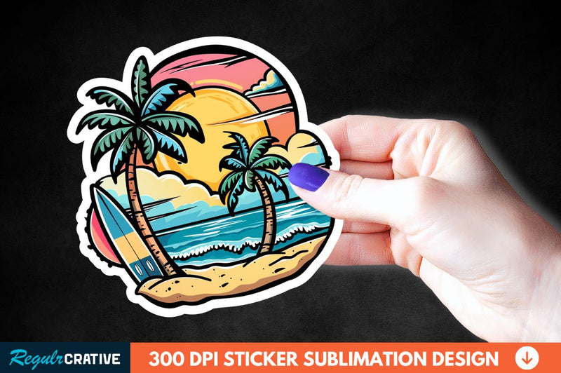 Summer Funny Beach Sticker Clipart Sublimation Regulrcrative 