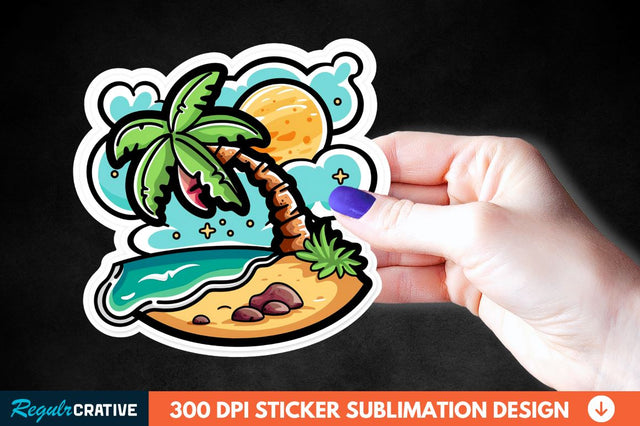 Summer Funny Beach Sticker Clipart Sublimation Regulrcrative 