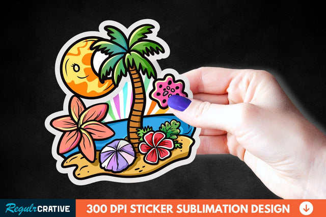 Summer Funny Beach Sticker Clipart Sublimation Regulrcrative 