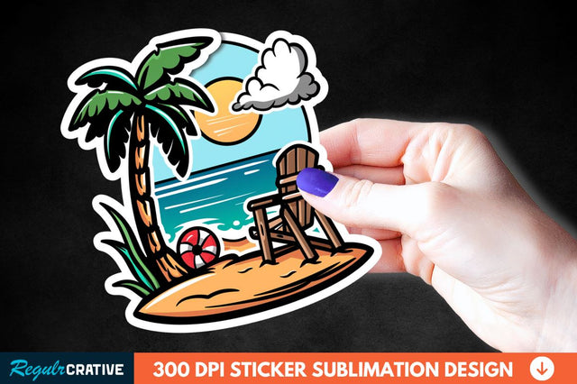 Summer Funny Beach Sticker Clipart Sublimation Regulrcrative 