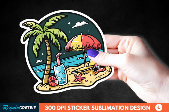 Summer Funny Beach Sticker Clipart Sublimation Regulrcrative 