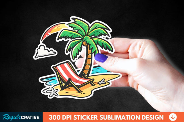 Summer Funny Beach Sticker Clipart Sublimation Regulrcrative 