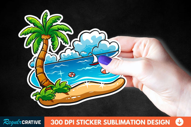Summer Funny Beach Sticker Clipart Sublimation Regulrcrative 