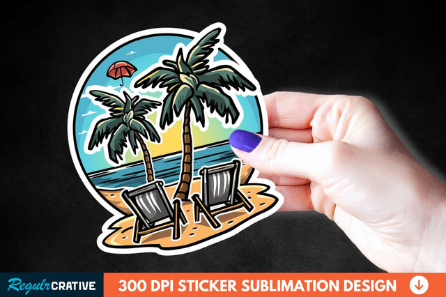 Summer Funny Beach Sticker Clipart Sublimation Regulrcrative 